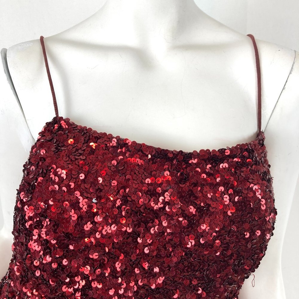 Cache Red Sequin Asymmetrical Cami Top - Picture 6 of 8